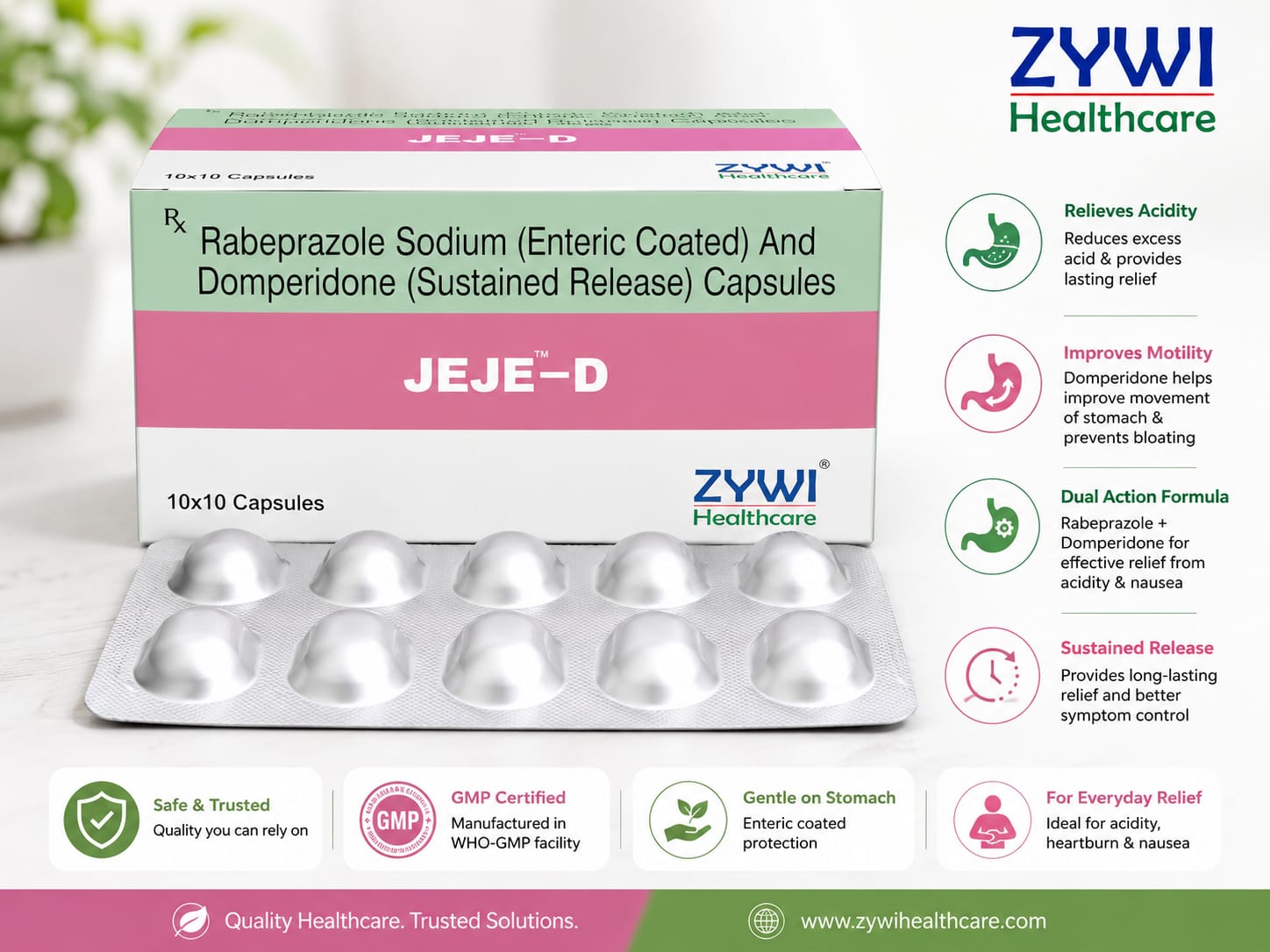 JEJE-D Rabeprazole Sodium and Domperidone capsule by Zywi Healthcare