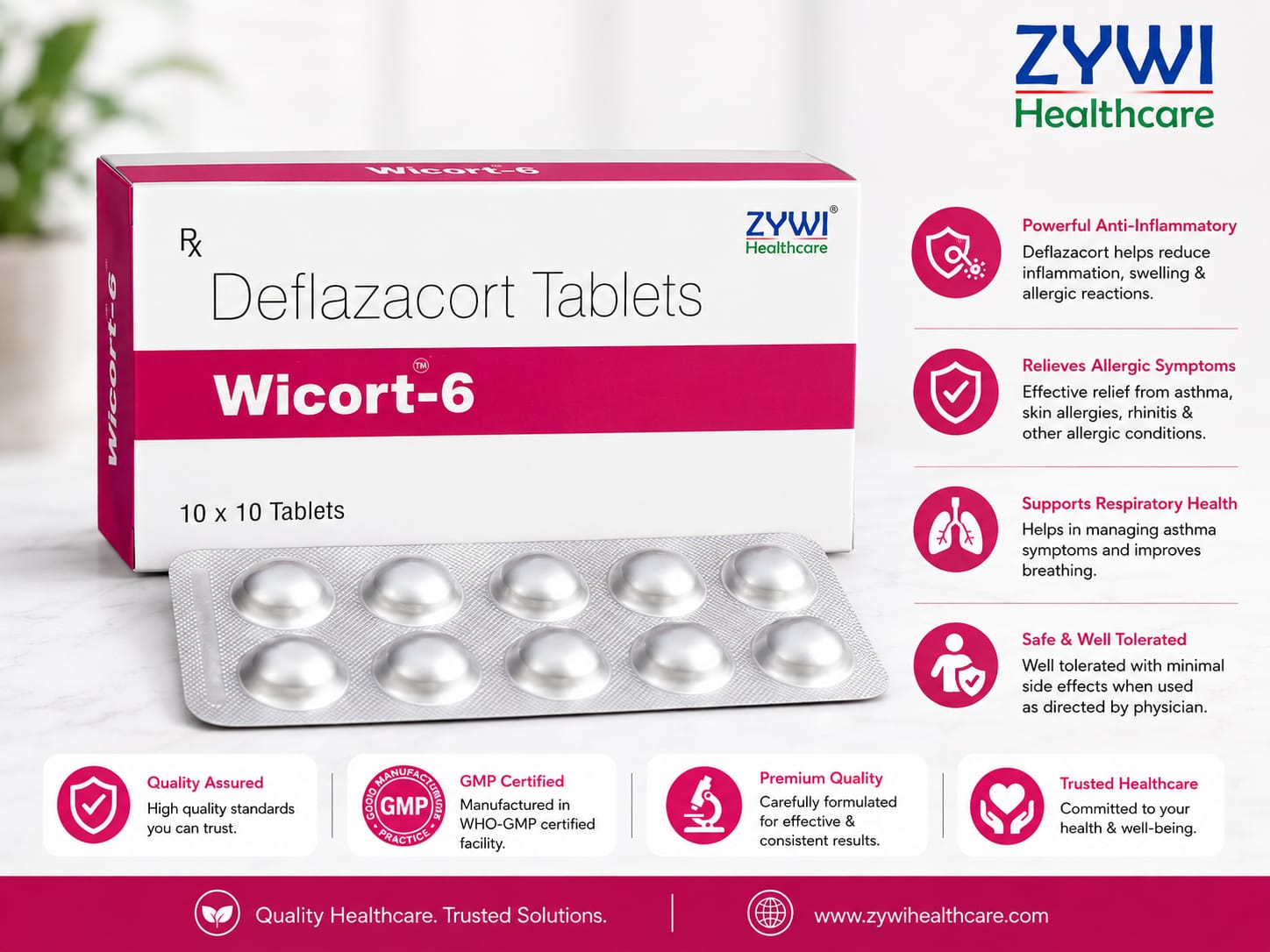 Wicort-6 Deflazacort tablets by Zywi Healthcare