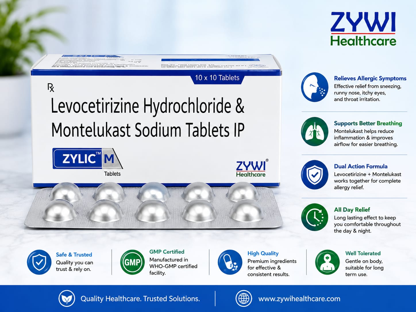 Zylic-M Levocetirizine Montelukast tablets by Zywi Healthcare