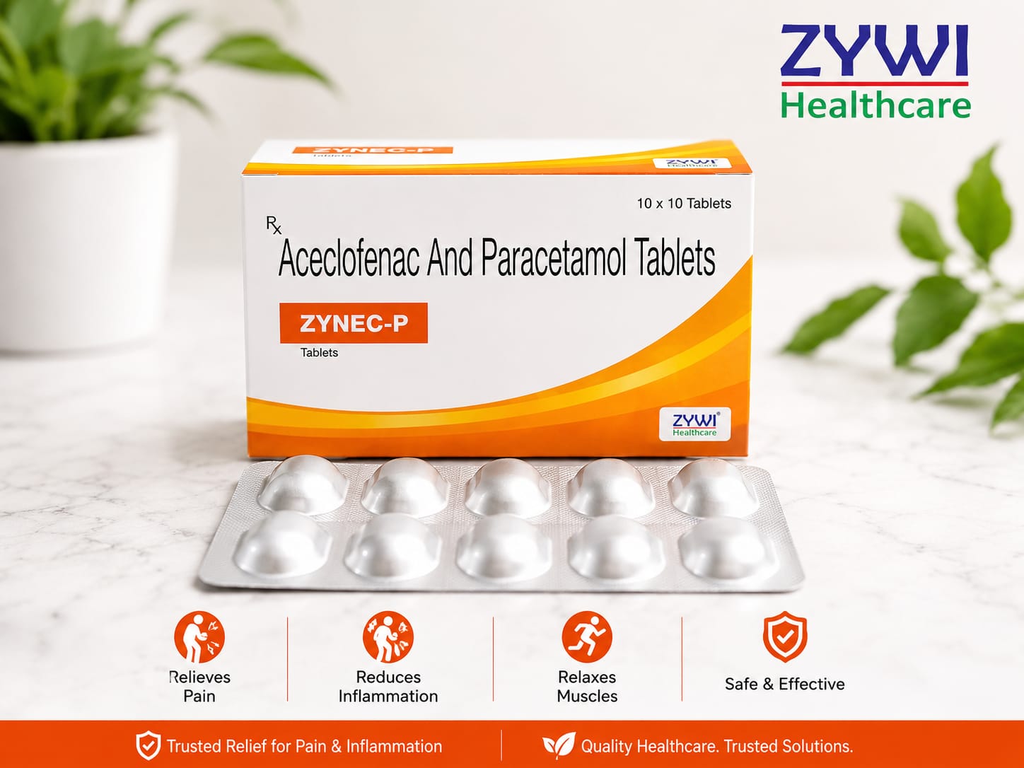 Zynec-P Aceclofenac Paracetamol tablets by Zywi Healthcare